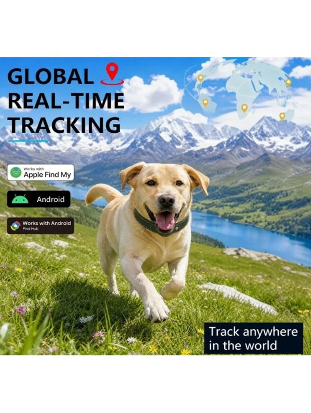 GPS Tracker for Dogs- Real-Time Pet Location Collar, Waterproof, No Subscription